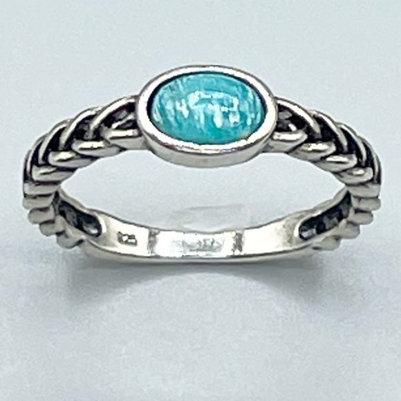 Sterling Silver Blue Gemstone Ring Boho Style - Picture 9 of 14